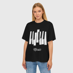 Женская футболка oversize 3D Клавиатура музыкальная  - фото 2