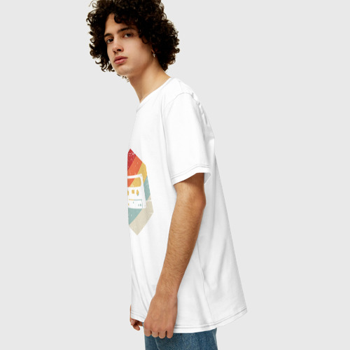 Мужская футболка хлопок Oversize Кассета, цвет белый - фото 5