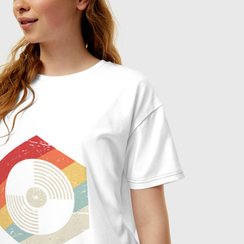 Женская футболка хлопок Oversize Vinyl, цвет белый - фото 3