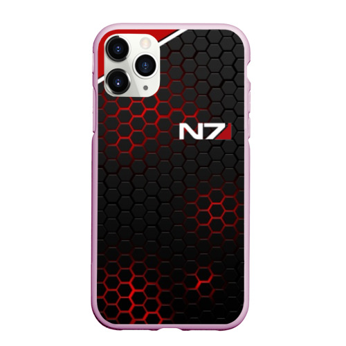 Чехол для iPhone 11 Pro Max матовый Mass Effect N7 стальная броня, цвет розовый