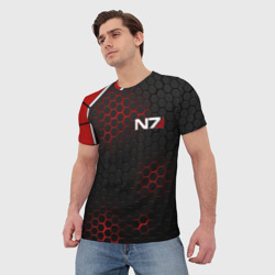 Мужская футболка 3D Mass Effect N7 стальная броня - фото 2