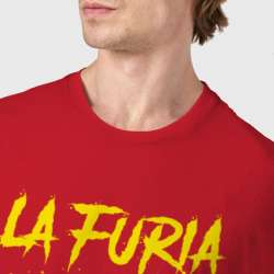 Футболка с принтом Сборная Испании для мужчины, вид на модели спереди №4. Цвет основы: красный