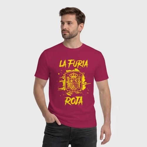 Мужская футболка хлопок с принтом Сборная Испании, фото на моделе #1