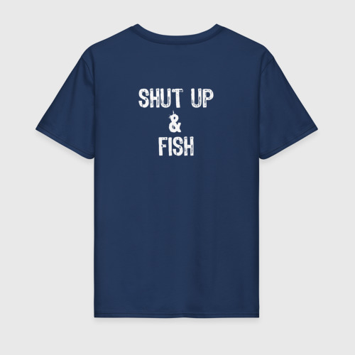 Мужская футболка хлопок футболка рыбака shut up and fish, цвет темно-синий - фото 2
