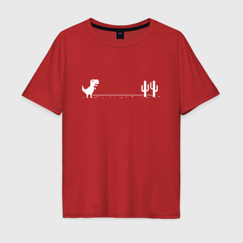Мужская футболка хлопок Oversize Хром динозавр, цвет красный
