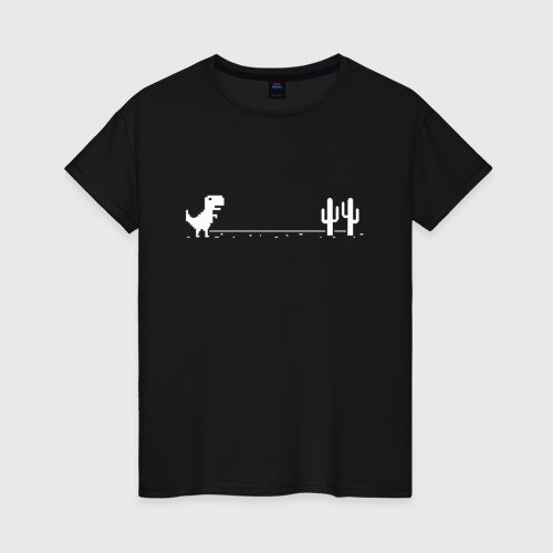 Женская футболка хлопок Хром динозавр, цвет черный