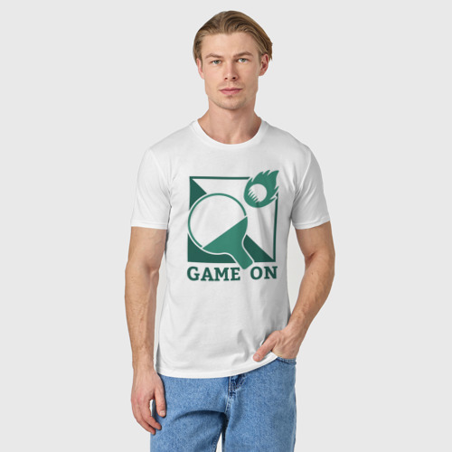 Мужская футболка хлопок Настольный Теннис, цвет белый - фото 3
