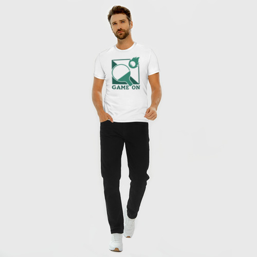 Мужская футболка хлопок Slim Настольный Теннис, цвет белый - фото 5