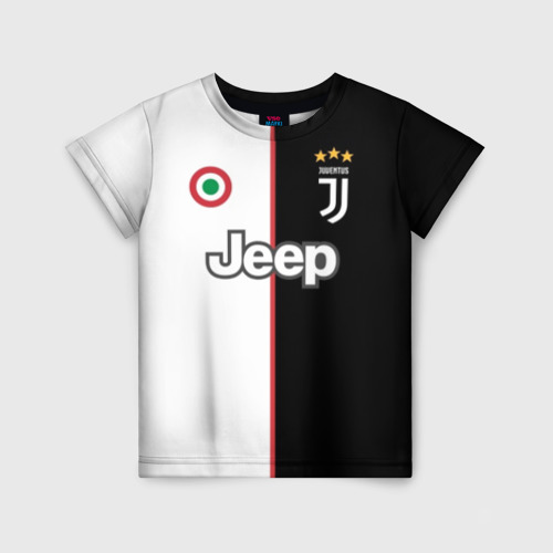 Детская футболка 3D с принтом Ronaldo Juventus Home 19/20, вид спереди #2
