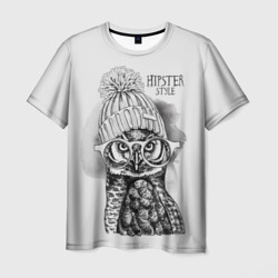 Хипстер стиль - сова – Мужская футболка 3D с принтом купить со скидкой в -26%