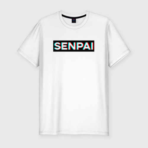 Мужская приталенная футболка из хлопка с принтом Senpai, вид спереди №1