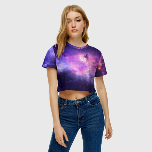 Женская футболка Crop-top 3D Cosmos, цвет 3D печать - фото 3