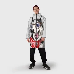 Дождевик унисекс 3D Хаски сибирская - ученый пёс - фото 2