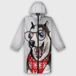 Дождевик унисекс 3D Хаски сибирская - ученый пёс