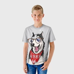 Детская футболка 3D Хаски сибирская - ученый пёс - фото 2