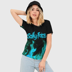 Женская футболка 3D Slim Sally face fire - фото 2