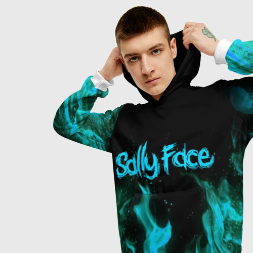 Мужская толстовка 3D Sally face fire, цвет белый - фото 5