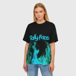 Женская футболка oversize 3D Sally face fire - фото 2