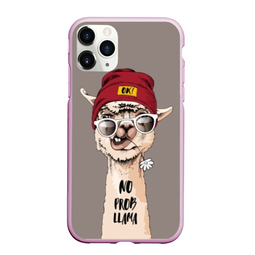 Чехол для iPhone 11 Pro Max матовый Llama, цвет розовый