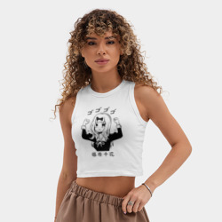 Женская укороченная майка-топ хлопок Fujiwara Chika злится - фото 2