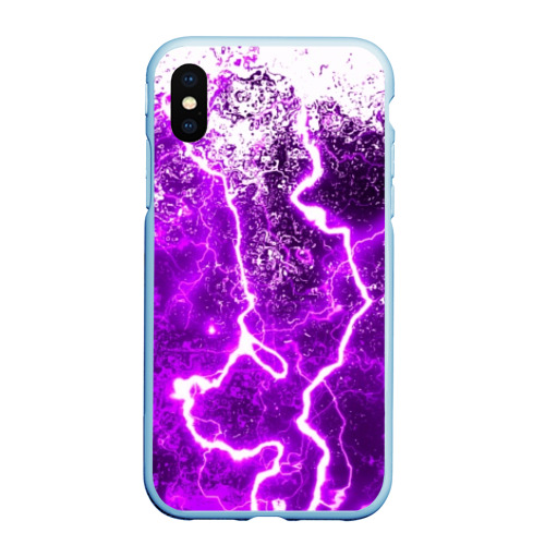 Чехол для iPhone XS Max матовый Неоновый storm, цвет голубой