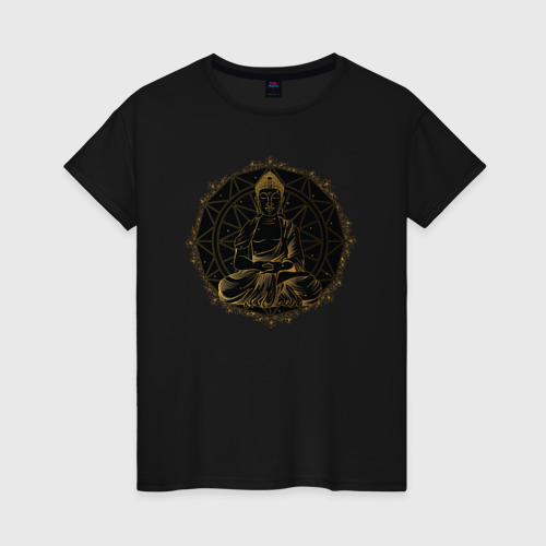 Женская футболка из хлопка с принтом Будда, вид спереди №1