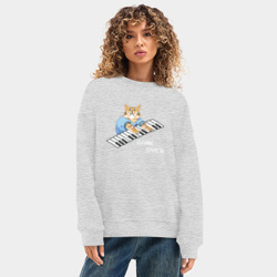 Женский свитшот oversize без начеса хлопок IT crowd 8 bit cat - фото 2
