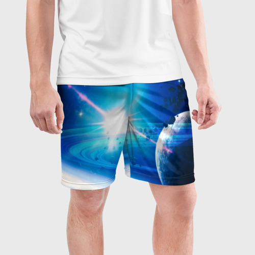 Мужские шорты спортивные с принтом Космос, фото на моделе #1