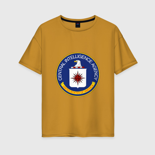 Женская футболка хлопок Oversize CIA, цвет горчичный