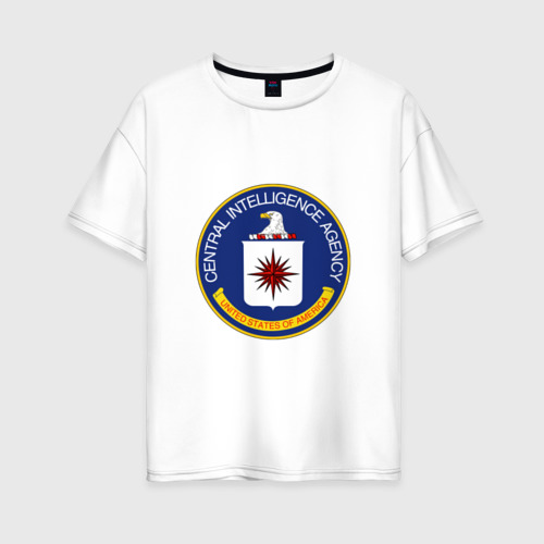 Женская футболка из хлопка оверсайз с принтом CIA, вид спереди №1