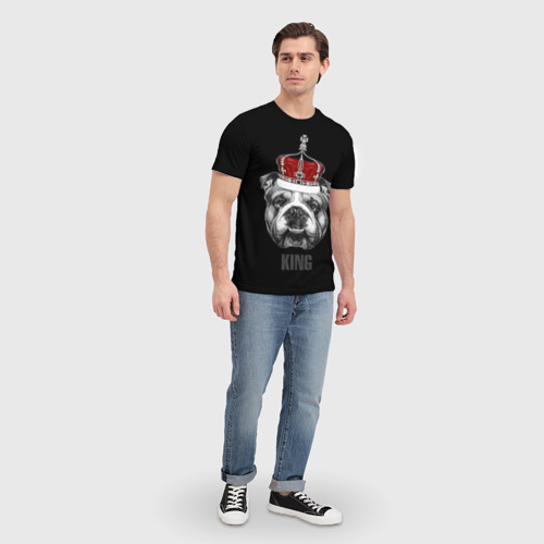 Мужская футболка 3D Английский бульдог с короной, цвет 3D печать - фото 5
