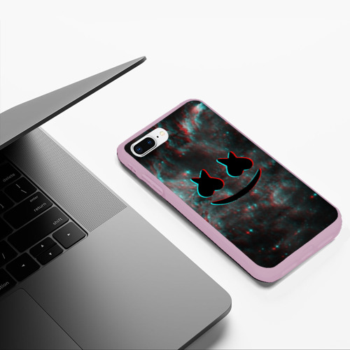 Чехол для iPhone 7Plus/8 Plus матовый Marshmello GLITCH, цвет розовый - фото 5