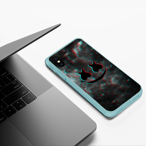 Чехол для iPhone XS Max матовый Marshmello GLITCH, цвет мятный - фото 5