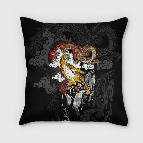 Подушка 3D Китайские тигр и дракон