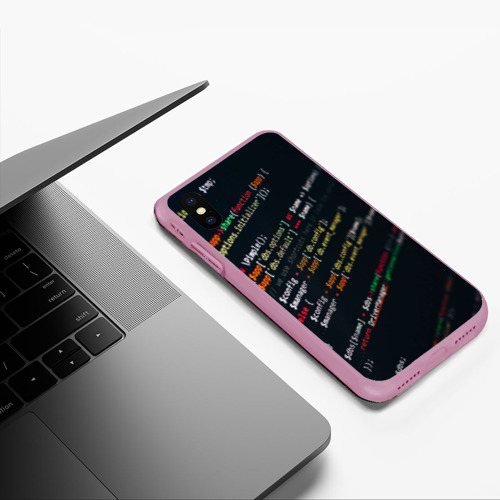 Чехол для iPhone XS Max матовый Программист, цвет розовый - фото 5