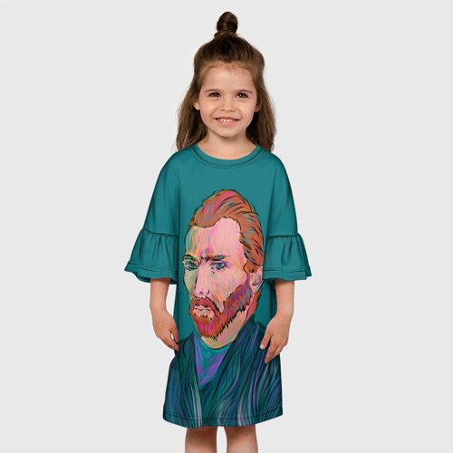 Детское платье 3D с принтом Ван Гог портрет, вид сбоку #3
