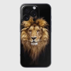Чехол для iPhone 16 Pro Max силиконовый с защитой камеры Лев - портрет