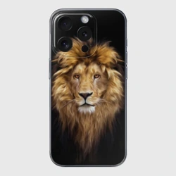 Чехол для iPhone 15 Pro силиконовый с защитой камеры Лев - портрет