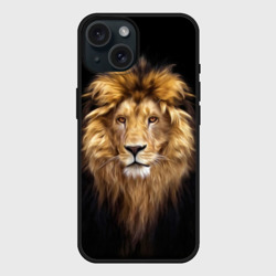 Чехол силиконовый для Apple iPhone 15 матовый Лев - портрет