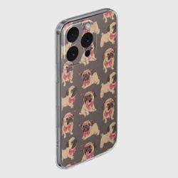 Чехол для iPhone 16 Pro Max силиконовый с защитой камеры Мопсы в розовых очках - фото 2