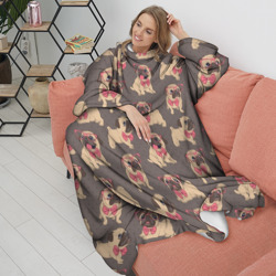 Плед с рукавами Мопсы в розовых очках - фото 2