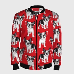 Мужской бомбер 3D Французские бульдоги в очкаш