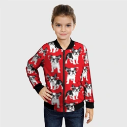 Детский бомбер 3D Французские бульдоги в очкаш - фото 2