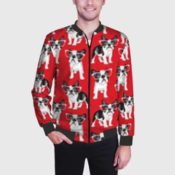 Мужской бомбер 3D Французские бульдоги в очкаш - фото 2