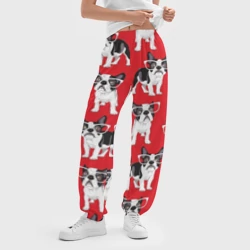 Женские джоггеры оверсайз 3D Французские бульдоги в очкаш - фото 2