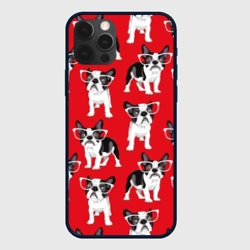 Чехол для iPhone 12 Pro Французские бульдоги в очкаш