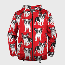 Мужская ветровка 3D Французские бульдоги в очкаш