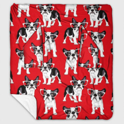 Плед с рукавами Французские бульдоги в очкаш