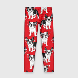 Детские леггинсы 3D Французские бульдоги в очкаш