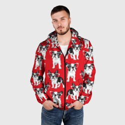 Мужская ветровка 3D Французские бульдоги в очкаш - фото 2